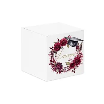 Scatolina cubetto Laurea Rose Amaranto - 1pz
