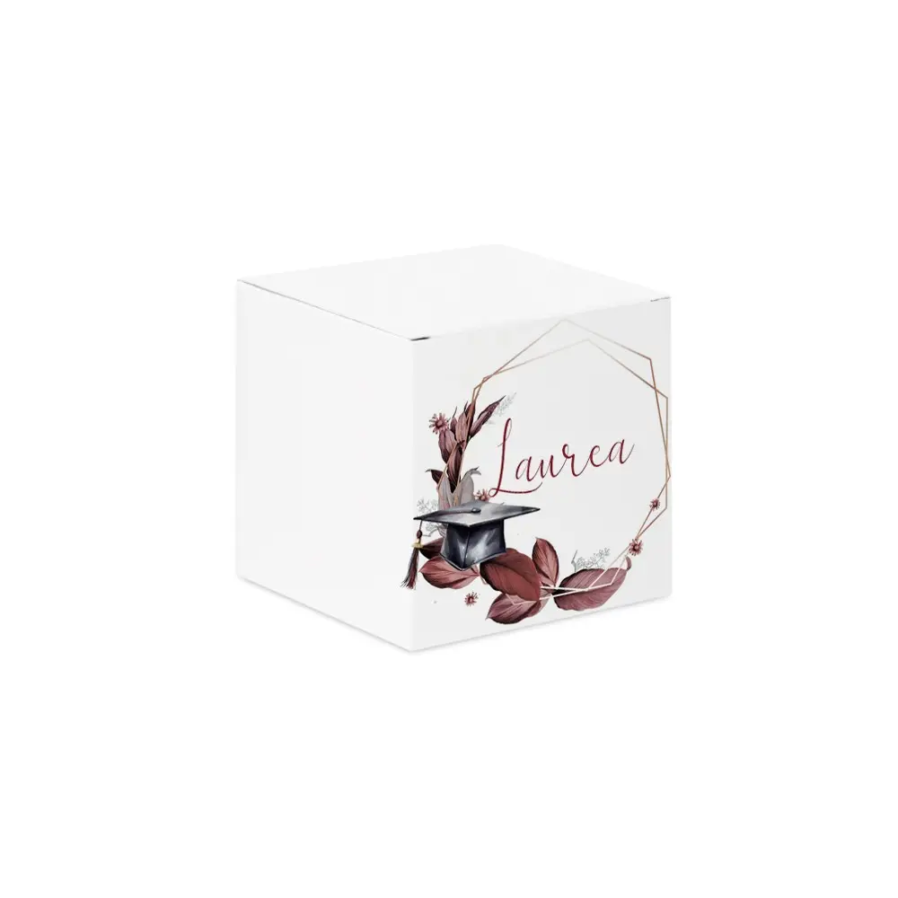 Scatolina cubetto Laurea Geometric Rosso - 1pz