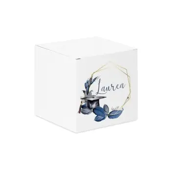 Scatolina cubetto Laurea Geometric Blu - 1pz