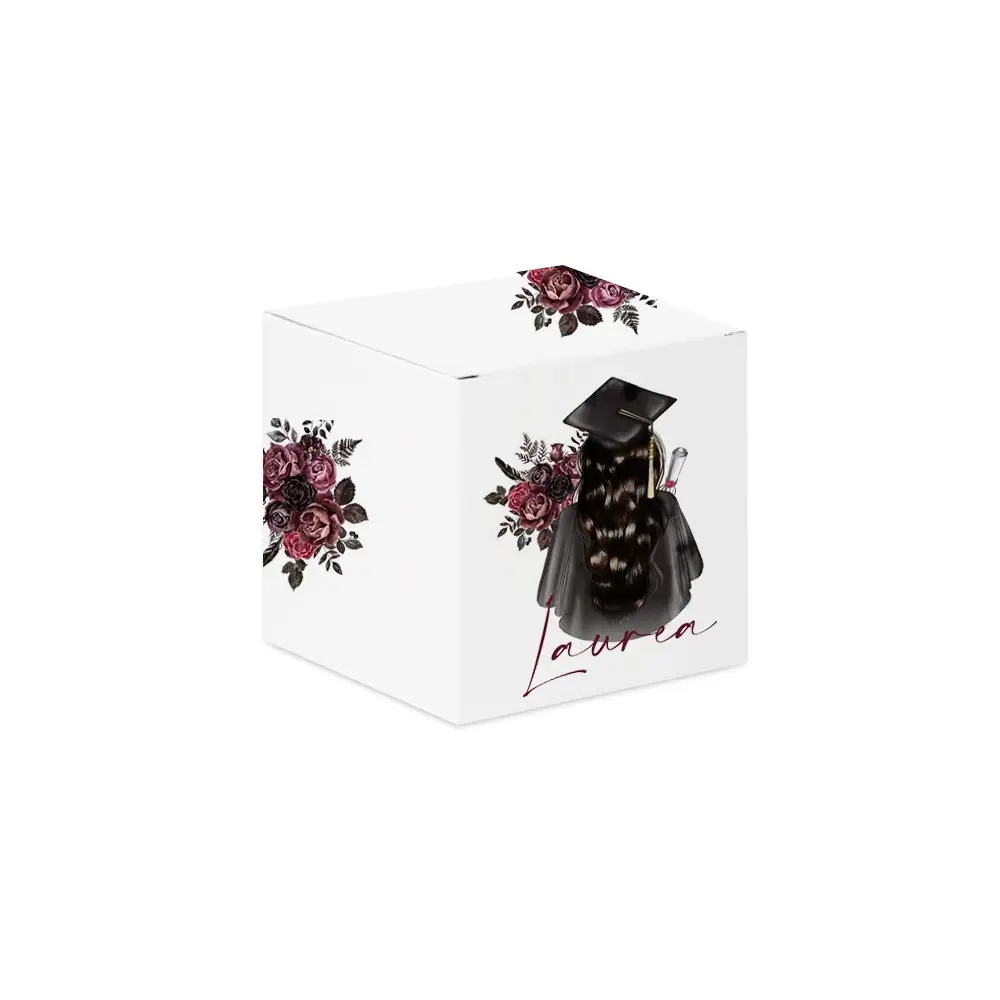 Scatolina portaconfetti cubetto Laurea Graduation girl  - 50 pz