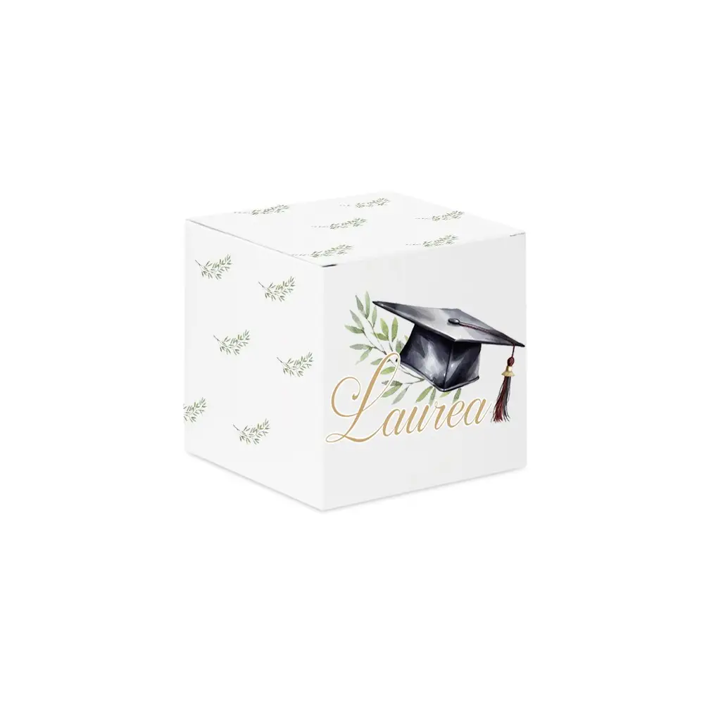 Scatolina portaconfetti cubetto Laurea Green - 50 pz