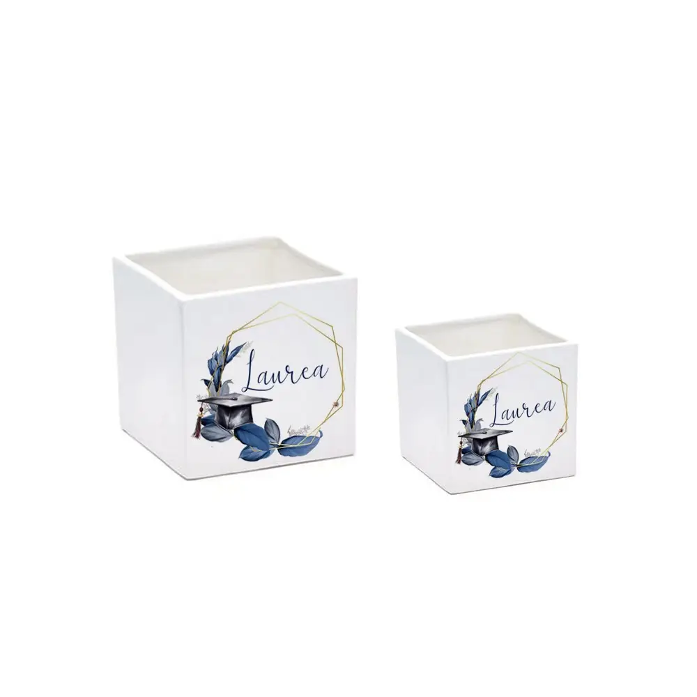 Vaso Laurea Geometric Blu personalizzabile