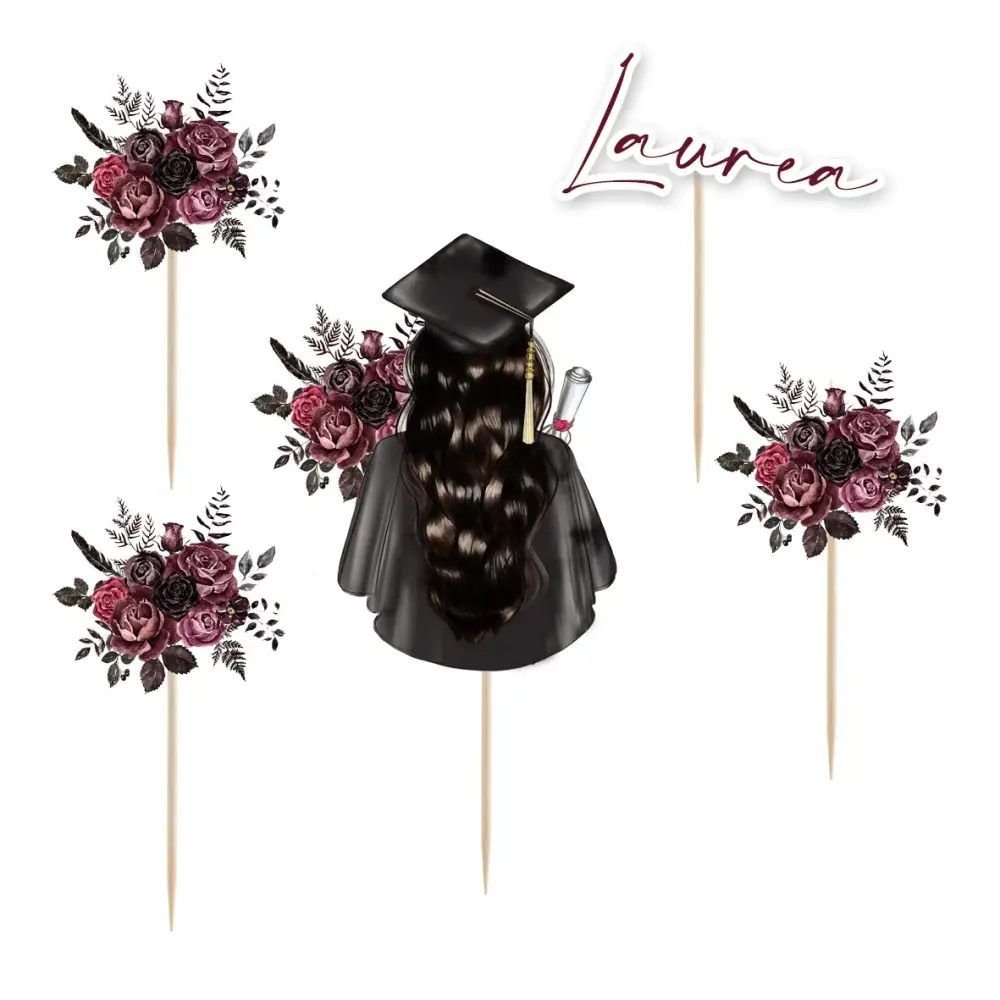 Topper Picks Per Torta Laurea Graduation Girl - 5pz