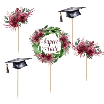 Topper Picks Per Torta Laurea Sapere Aude - 5pz