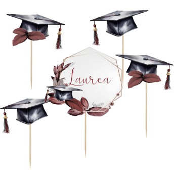 Topper Picks Per Torta Laurea Geometric - 5pz