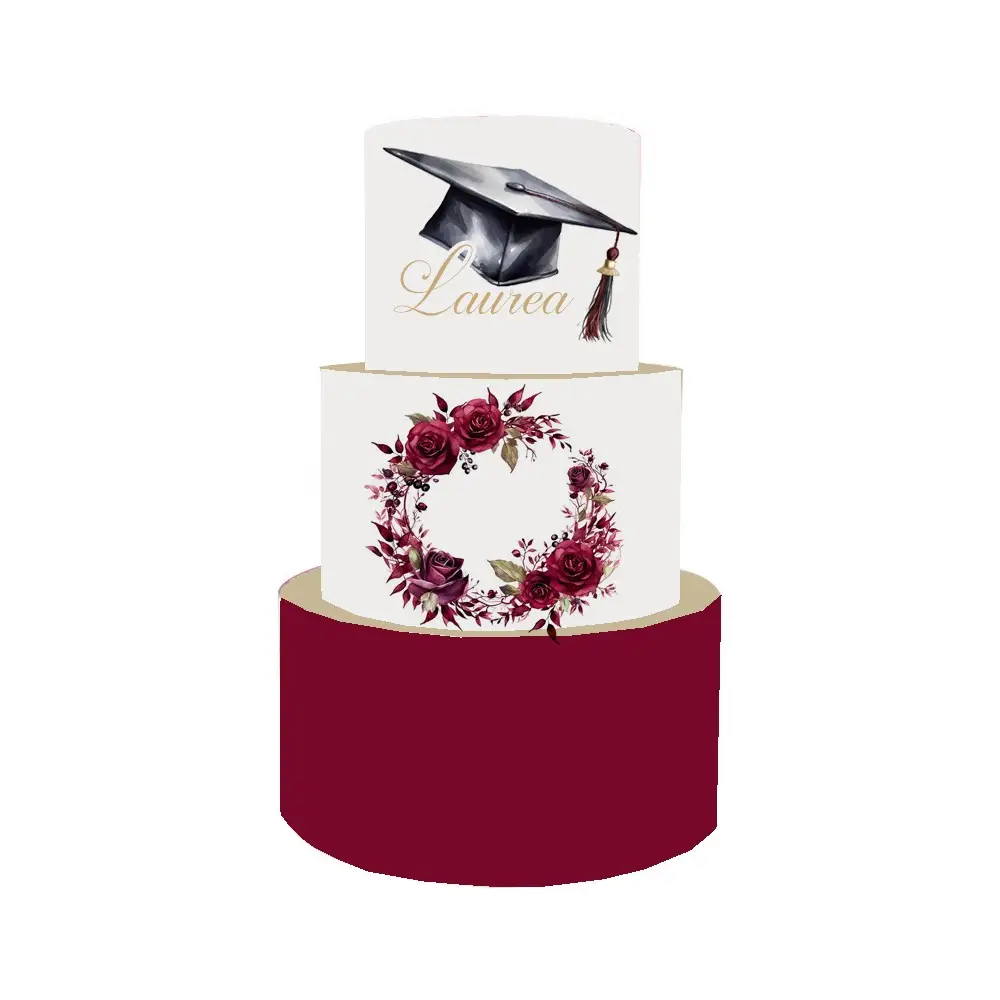 Torta Scenografica per Laurea - Rose Amaranto