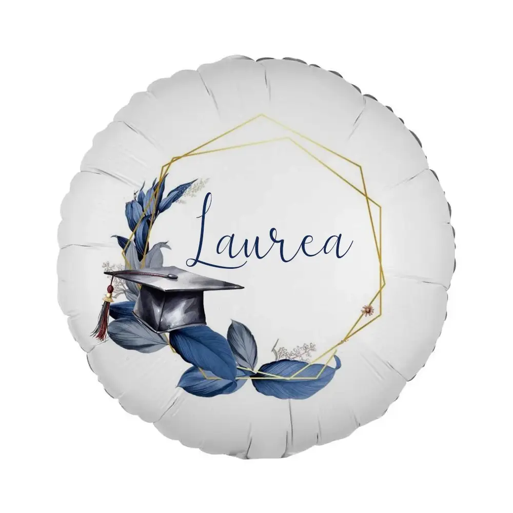 Palloncino foil stampa per Laurea Geometric Blu