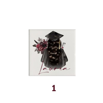 Mattonella magnete in ceramica per Laurea Personalizzabile 5x5cm ( grafica a scelta)