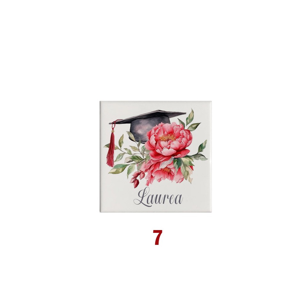 Mattonella magnete in ceramica per Laurea Personalizzabile 5x5cm ( grafica a scelta)