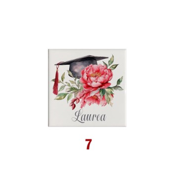Mattonella magnete in ceramica per Laurea Personalizzabile 5x5cm ( grafica a scelta)