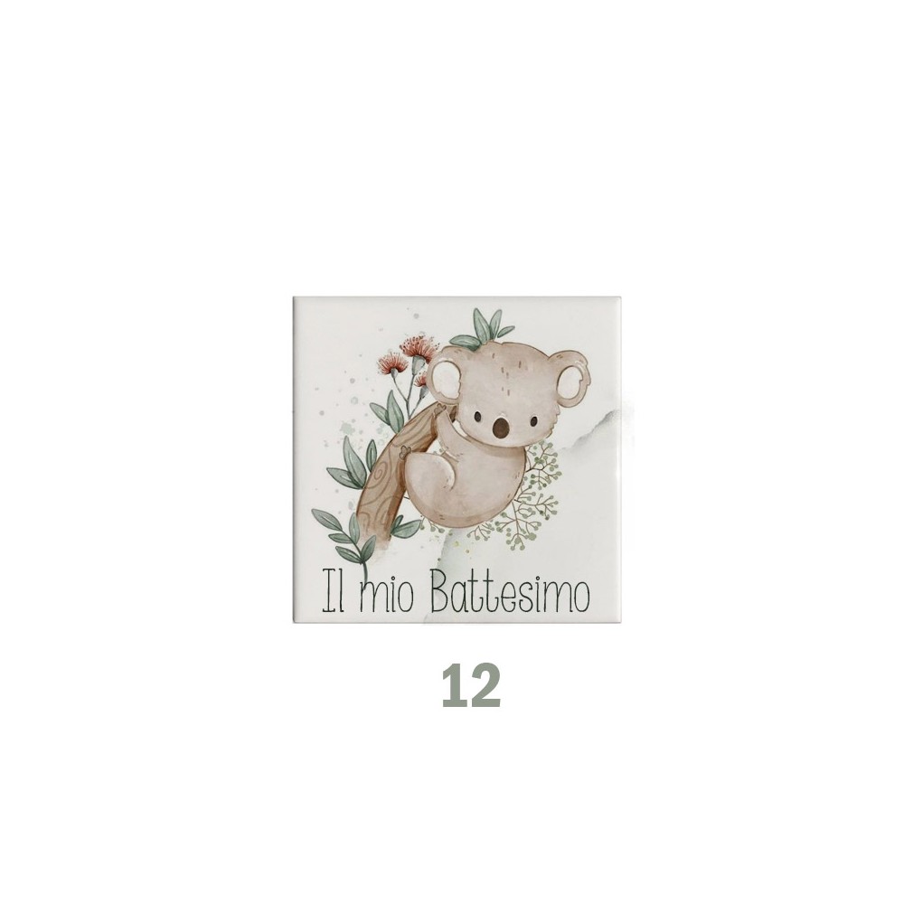 Mattonella magnete in ceramica per Battesimo Personalizzabile 5x5cm ( grafica a scelta)