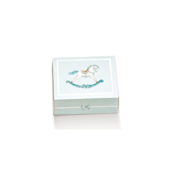 Scatolina Cassetto Quadrato Cavalluccio a Dondolo Celeste 16958C - 6x5x3cm