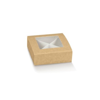 Scatolina degustazione confetti con finestra e separatore Nature 120 mm x 120 mm x 40 mm - 39085