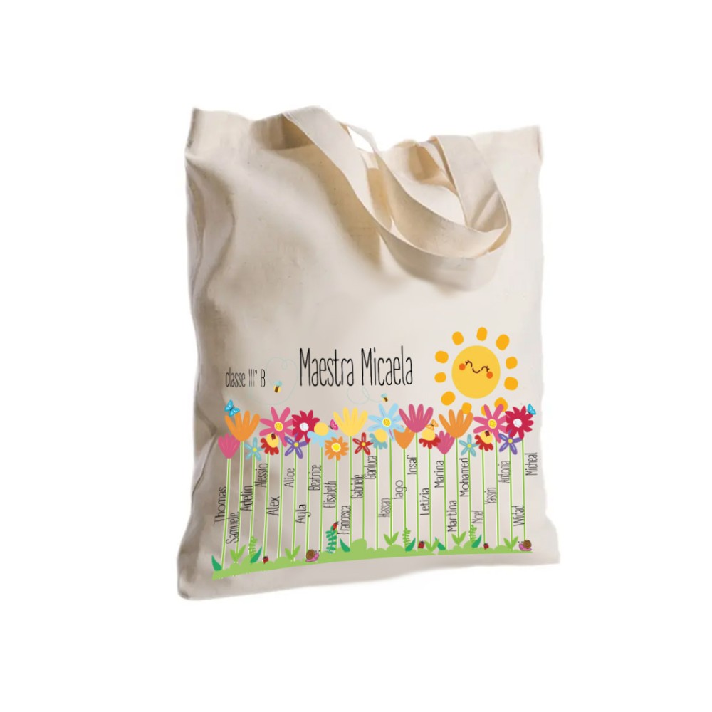 Borsa Shopper Spring garden in Tessuto Personalizzabile Per Maestre 2 pz