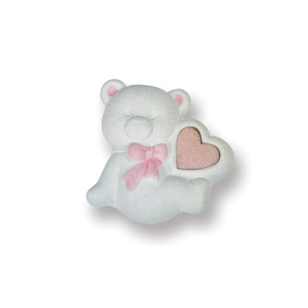 12 Gessetti Orsetta Con cuoricino Rosa A2851 - 03 - 3cm
