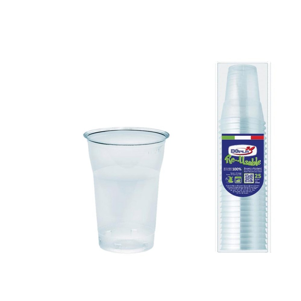 Bicchieri Doplà Diamant Riutilizzabili 200ml x 25 Pz - colore crystal