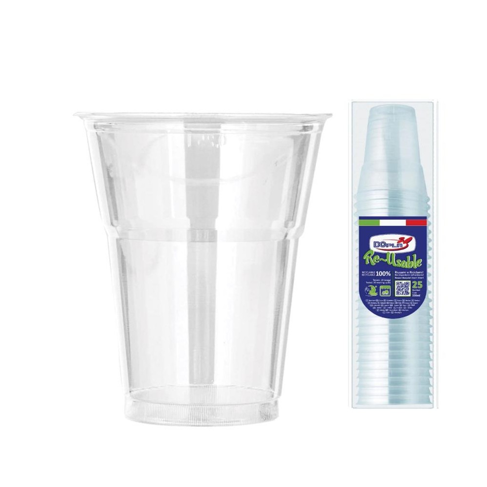 Bicchieri Doplà Diamant Riutilizzabili 350ml x 25 Pz - colore crystal