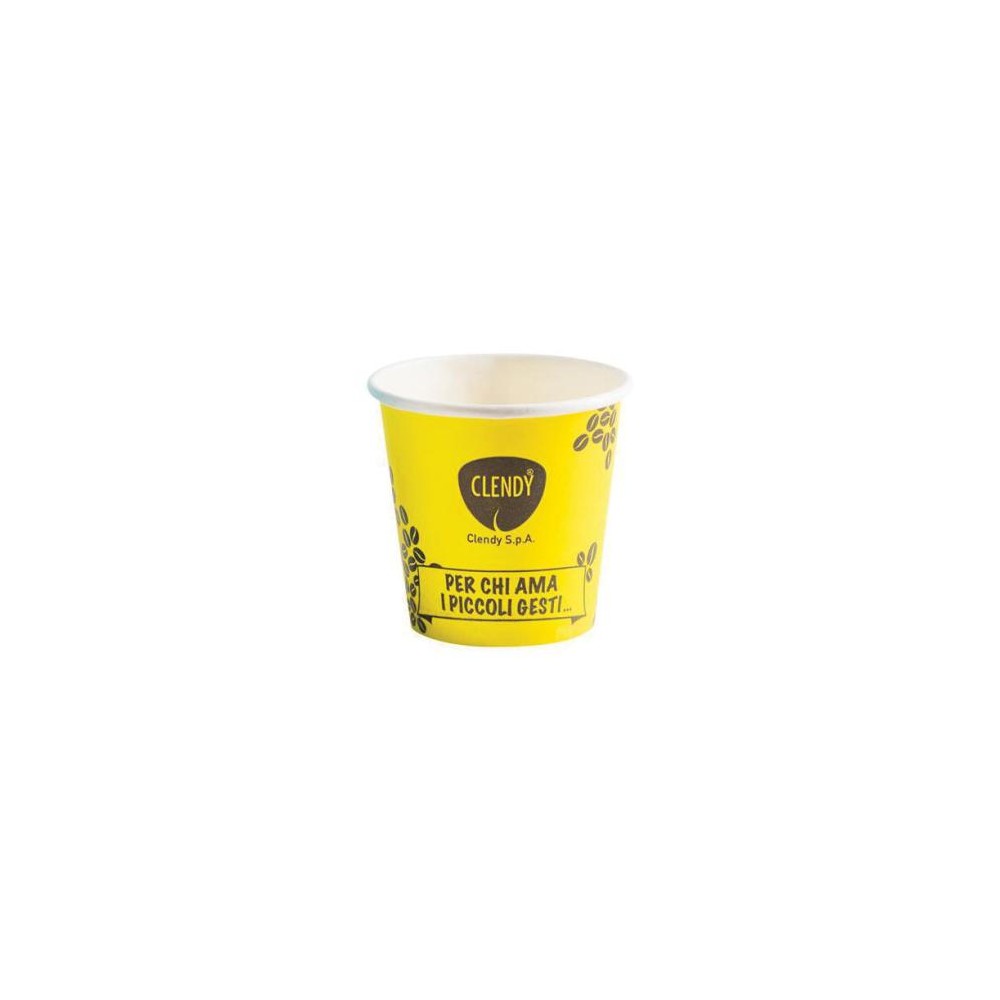 clendy bicchieri caffe\' monouso in carta da 75ml - 50 pezzi - giallo