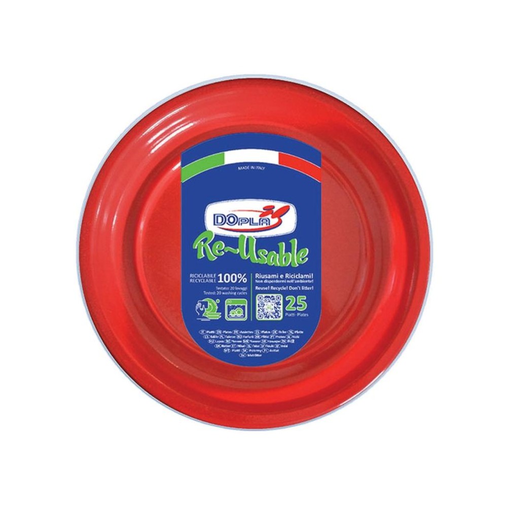 Dopla Piatti Fondi Rossi Riutilizzabili 25pz