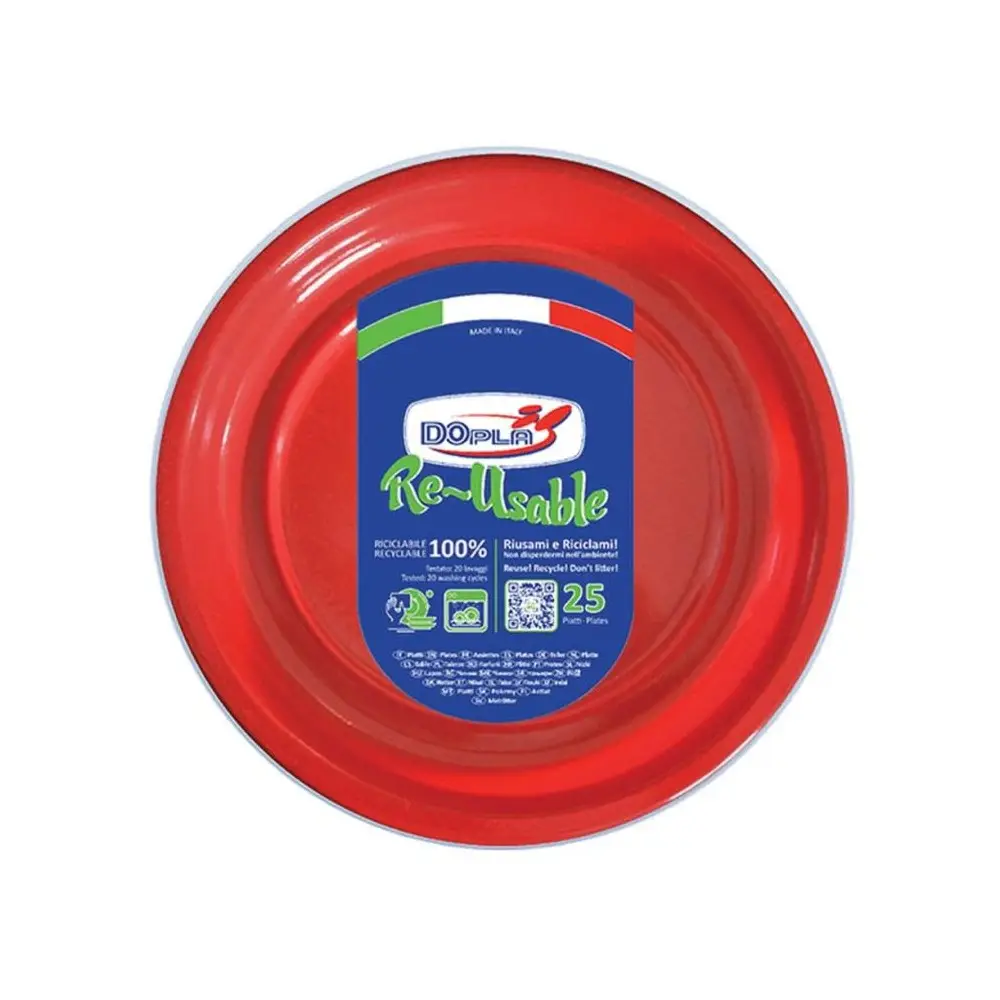 Dopla Piatti Piani Rossi Riutilizzabili 25pz