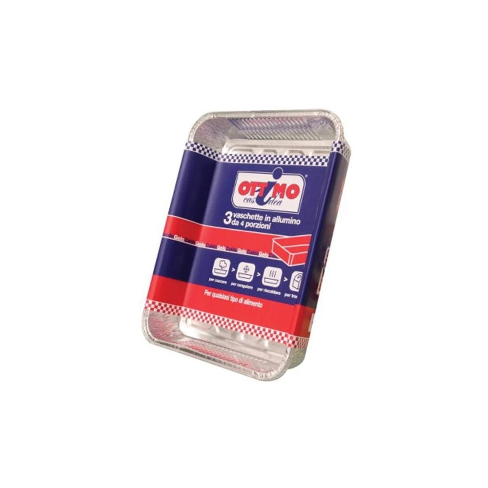 Ottimo Vaschette Alluminio 4 Porzioni Senza Coperchio - 3 Pz