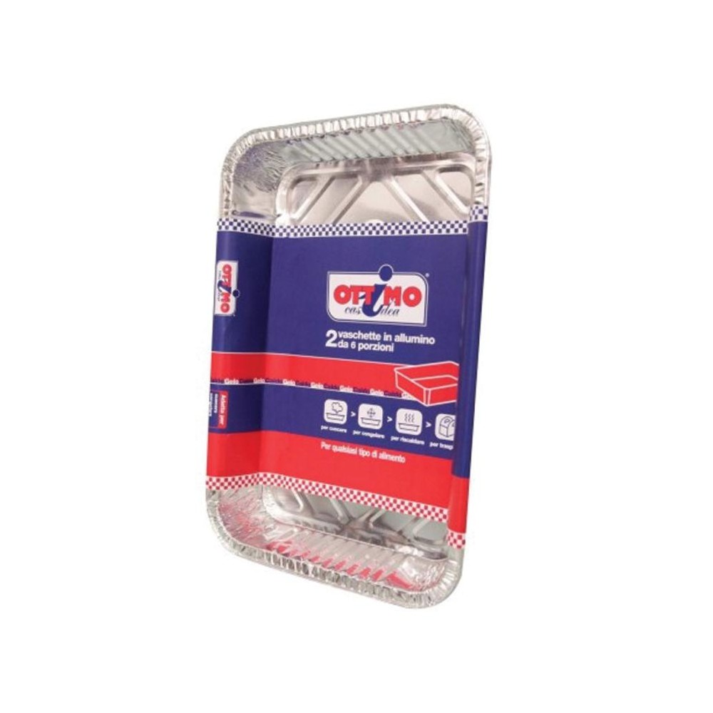 Ottimo Vaschette Alluminio 6 Porzioni Senza Coperchio - 2 Pz