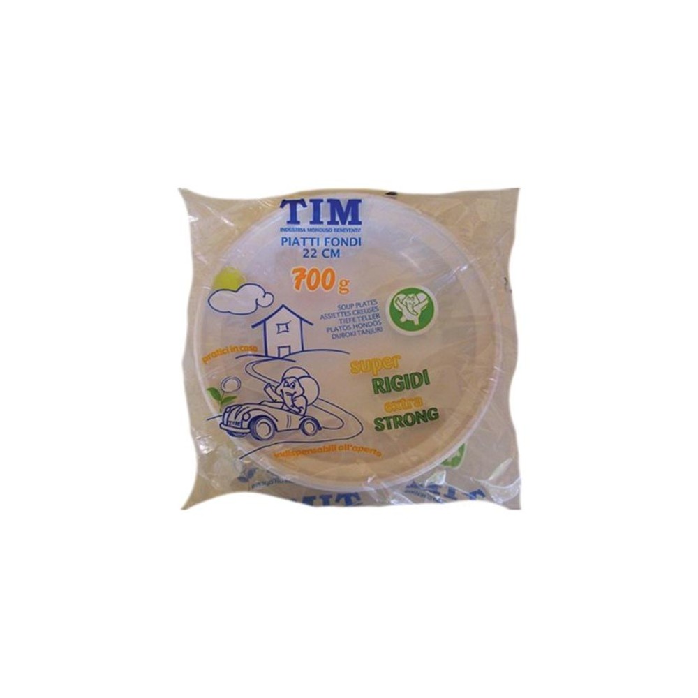 Piatti di Plastica Fondi Bianchi TIM 700g - diametro 22cm