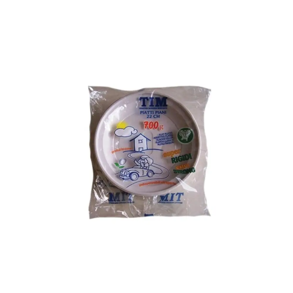 Piatti di Plastica Piani Bianchi TIM 700g - diametro 22cm