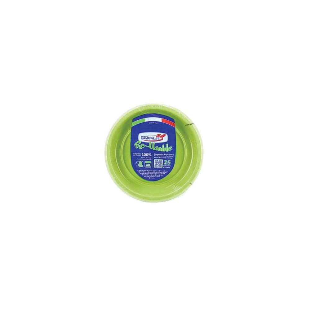Piatti Frutta Doplà verde Acido Riutilizzabili - 25pz - 17cm