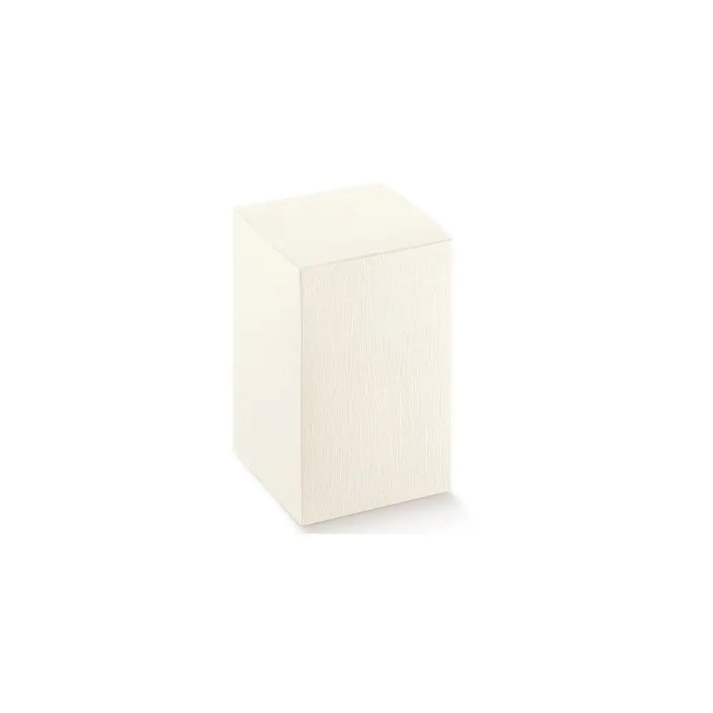 scatolina per bomboniera seta bianca 140 x 140 x 200 mm - 14029
