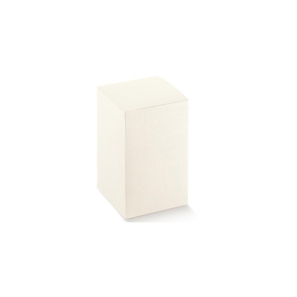 scatolina per bomboniera seta bianca 140 x 140 x 200 mm - 14029