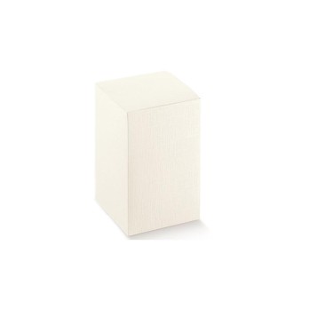 scatolina per bomboniera seta bianca 140 x 140 x 200 mm - 14029