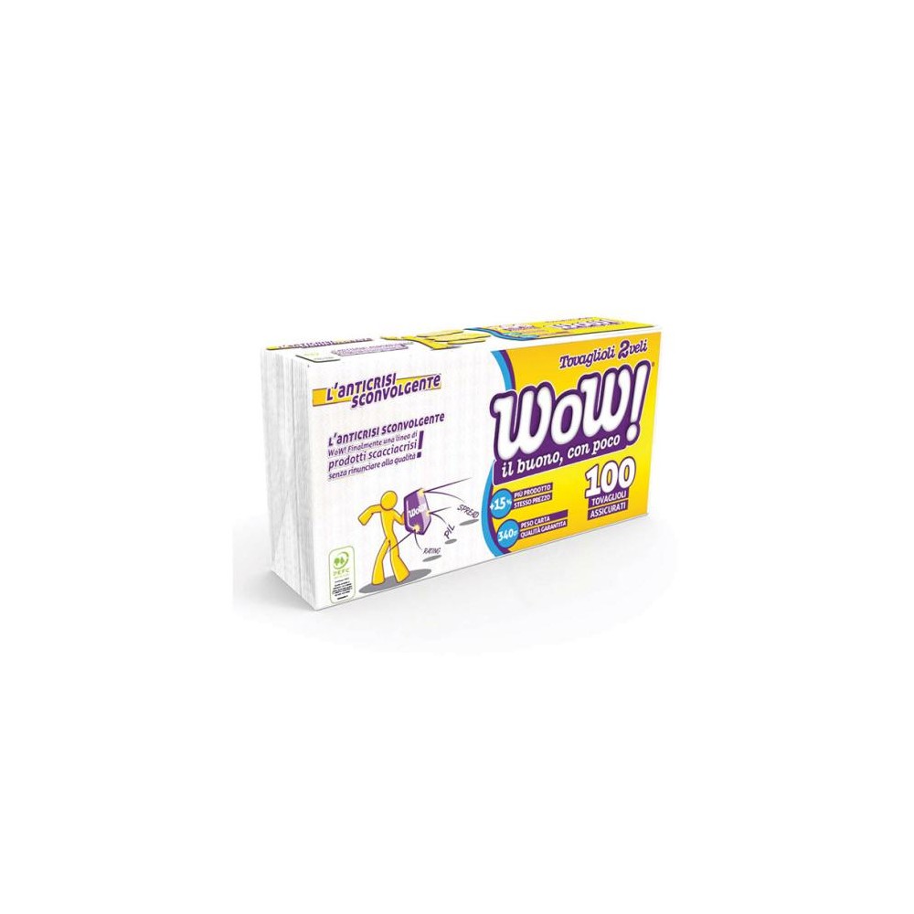 Tovaglioli WOW  2 Veli 33x33 90/100pz