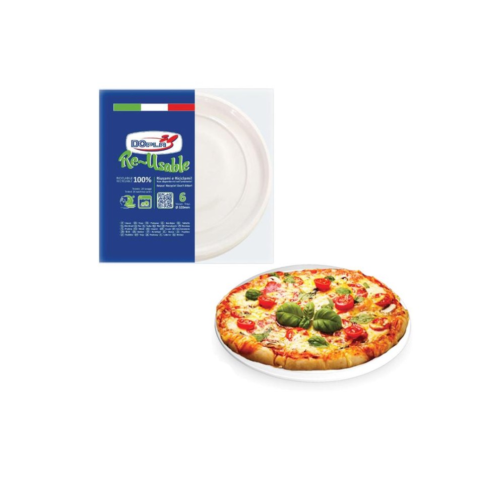 Vassoio/ Piatti Pizza Riutilizzabili  doplà  6 Pz -  32cm