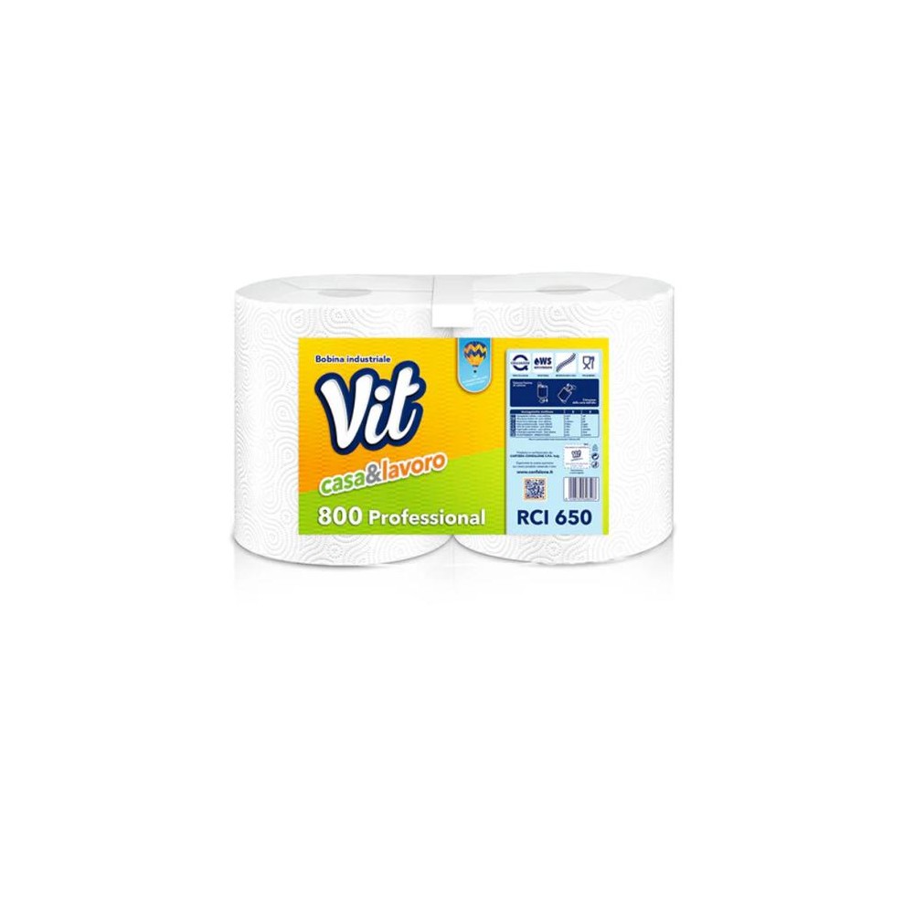 Vit - Bobina Rotolo di Carta Casa e Lavoro Professionale - 2 Pz