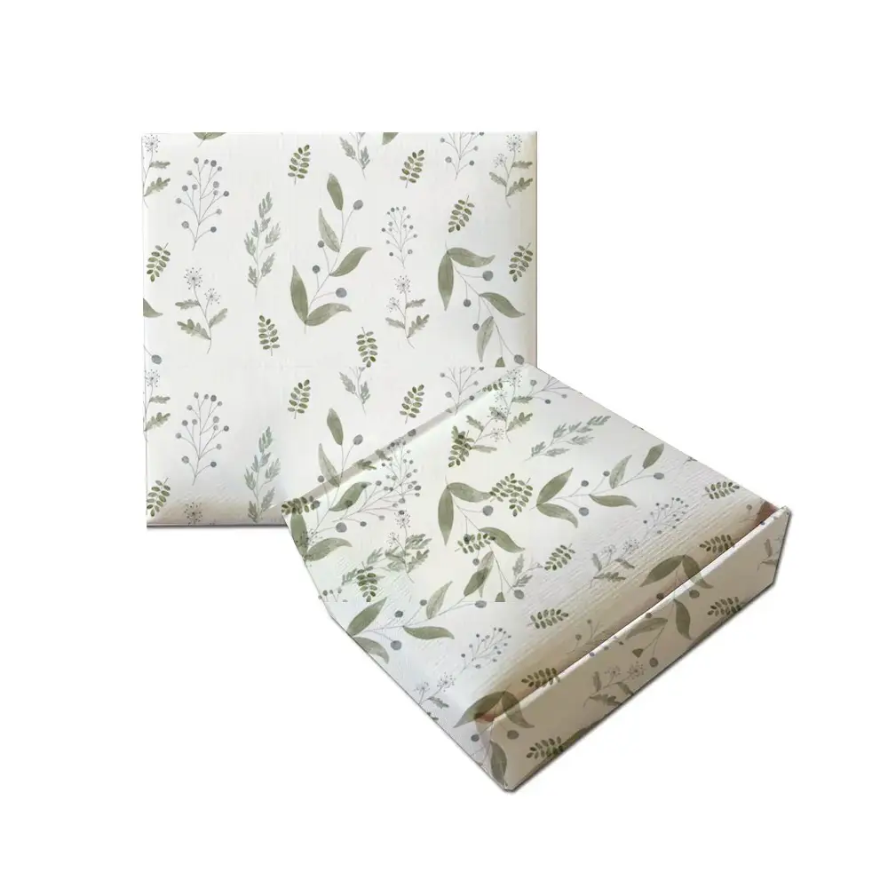 Scatolina Portaconfetti Mattonella Promessa Foglie Verdi Green Leaves - 20pz