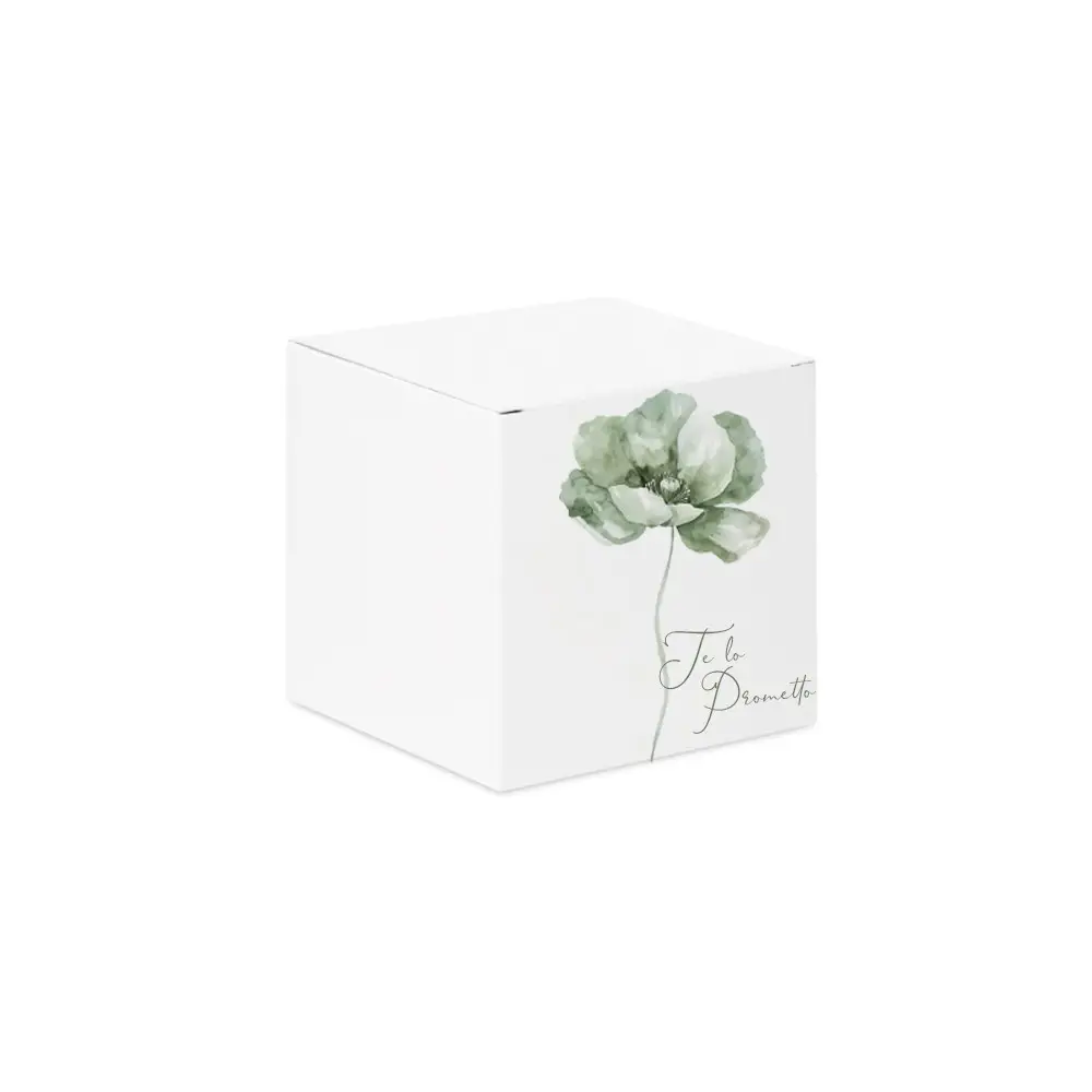 Scatolina portaconfetti cubetto Promessa Papavero Verde - 1 pz