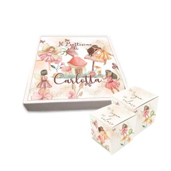 Set scatoline portaconfetti cubetto Fairies giardino delle fate 20pz con Scatola Box - Personalizzabile