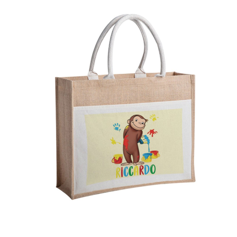 Borsa Shopping o Mare Curioso come George personalizzabile