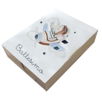 20 Scatoline porta confetti doppio scomparto battesimo aviatore