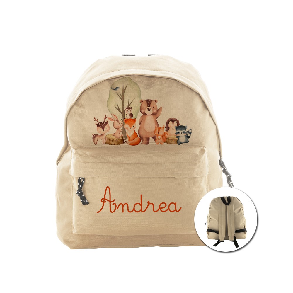 zainetto multiuso personalizzabile a tema animali del bosco