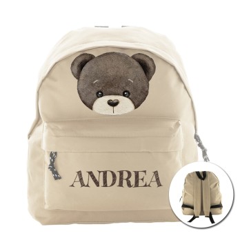 zainetto multiuso personalizzabile a tema testa d'orso grigio
