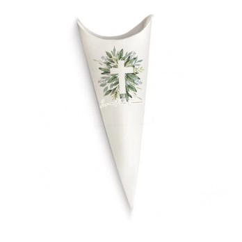 Cono Portaconfetti Comunione Ulivo - 20pz