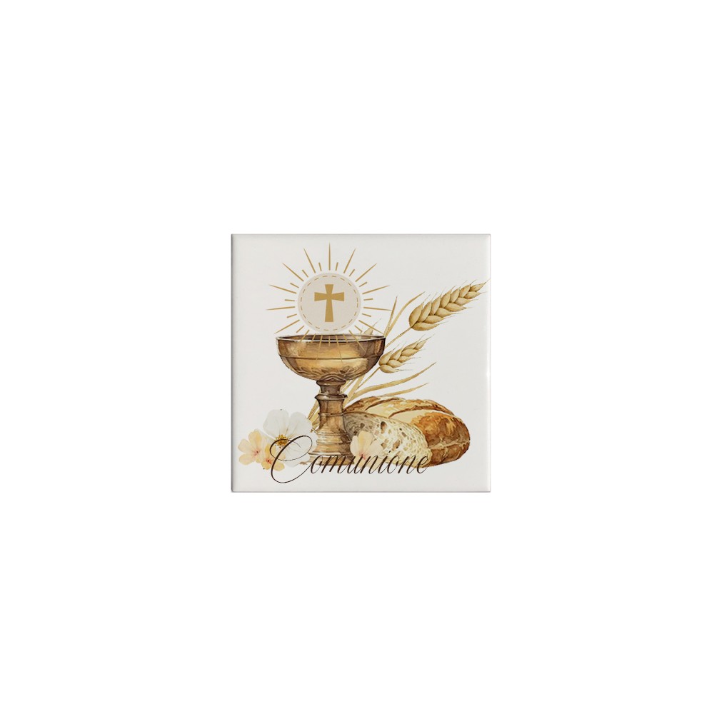 Mattonella magnete in ceramica per Comunione Calice Personalizzabile 5x5cm