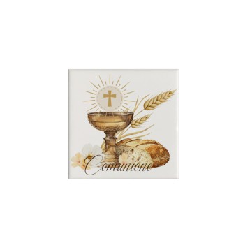Mattonella magnete in ceramica per Comunione Calice Personalizzabile 5x5cm