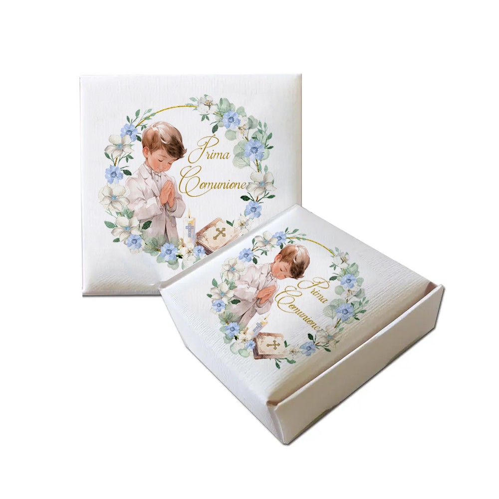 Scatolina Portaconfetti Mattonella Prima Comunione  Romantic Boy - 1pz