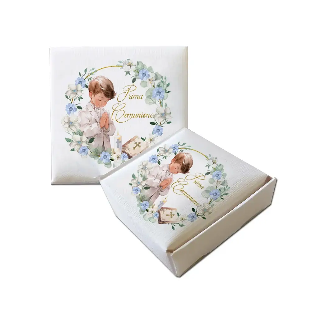 Scatolina Portaconfetti Mattonella Prima Comunione  Romantic Boy - 1pz