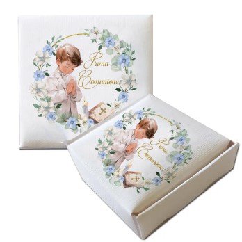 Scatolina Portaconfetti Mattonella Prima Comunione  Romantic Boy - 50pz