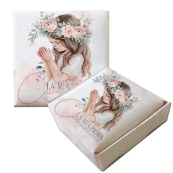 Scatolina Portaconfetti Mattonella Prima Comunione  Romantic Girl - 50pz
