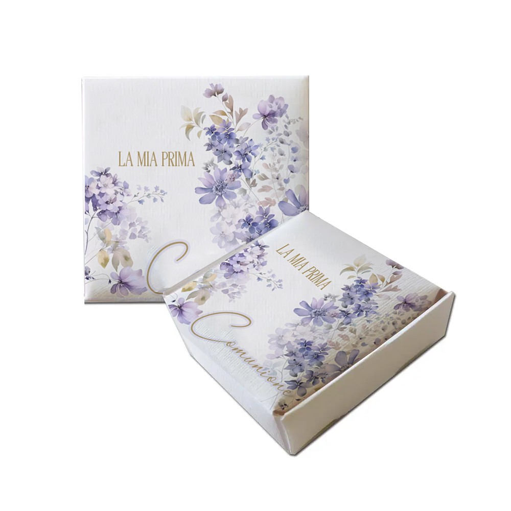 Scatolina Portaconfetti Mattonella Prima Comunione  Viola - 50pz
